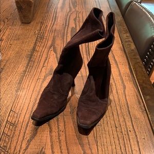 Brown suede boots
